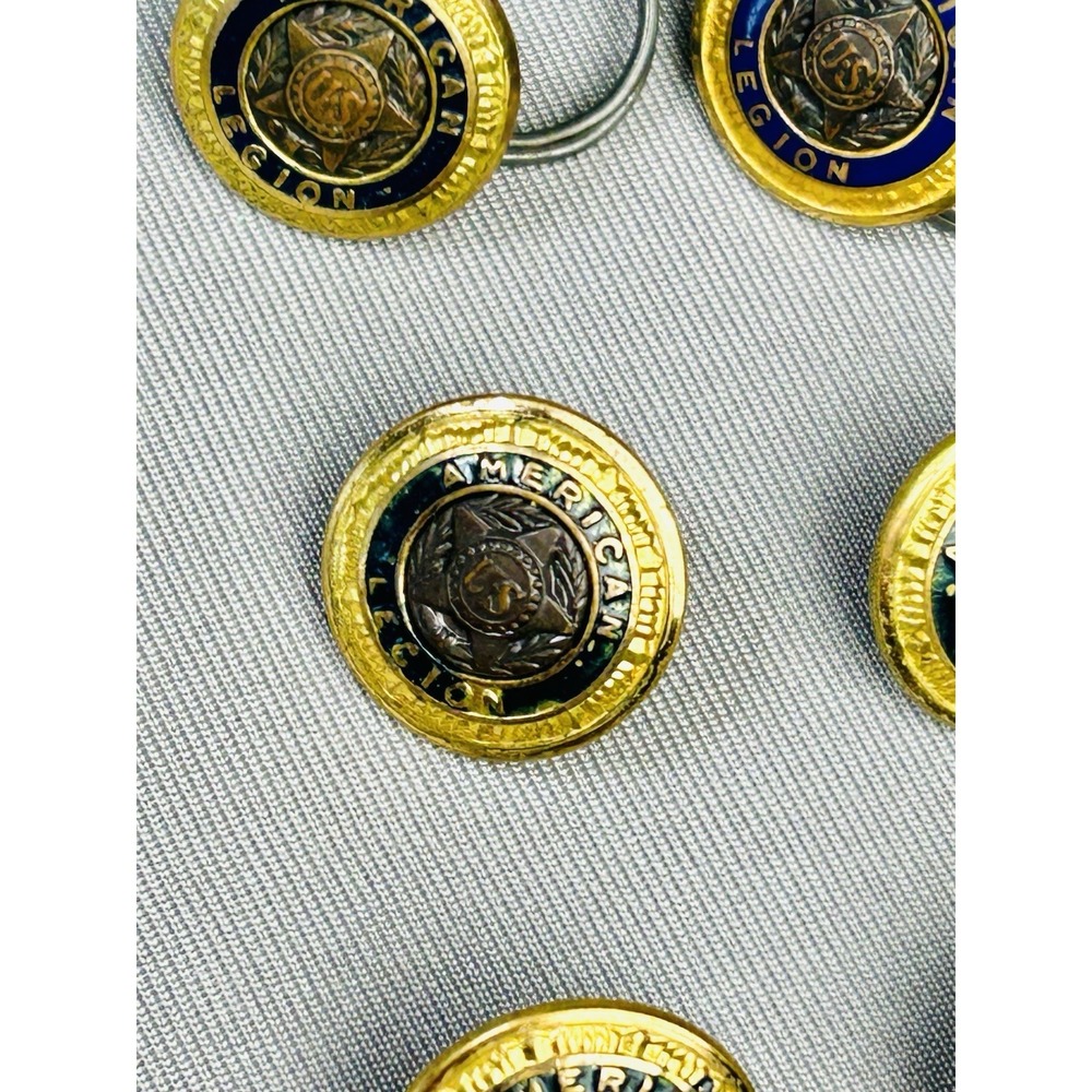 Vintage American Legion Gold Toned Set Of 6 Metal Buttons